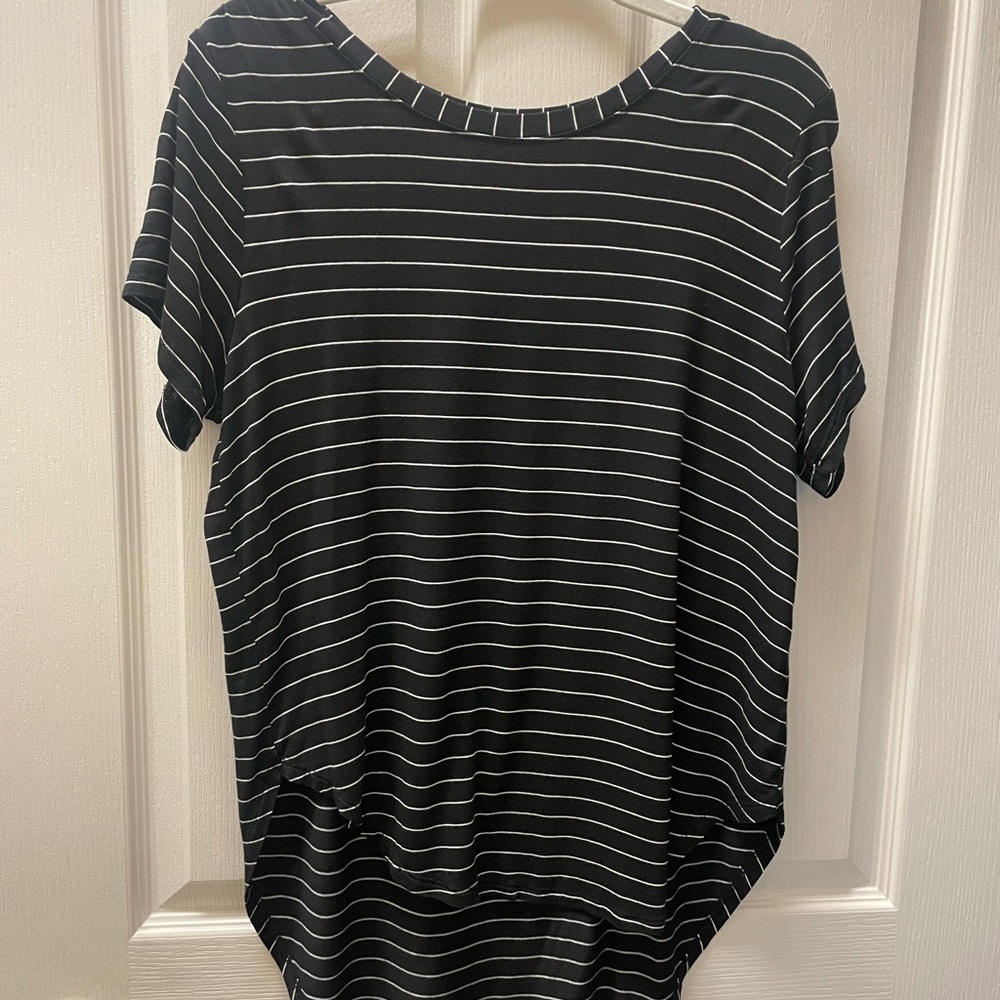 Halogen Black and White Striped Short Sleeve Tee